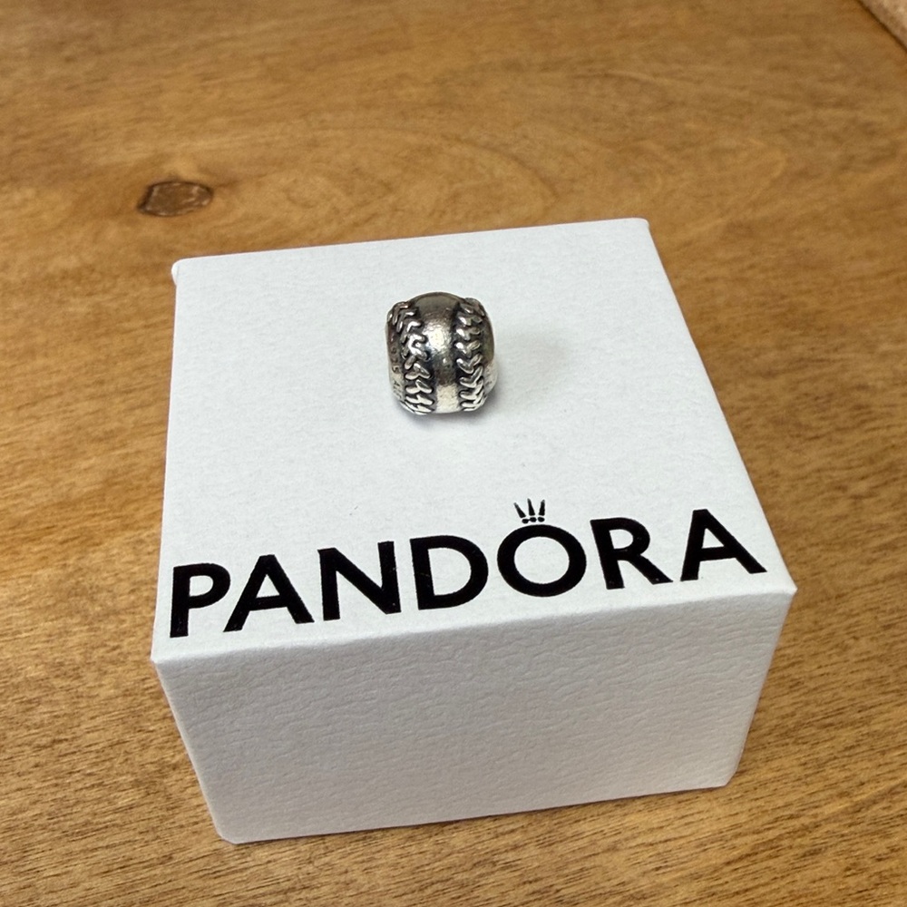 Silver Pandora Baseball Charm